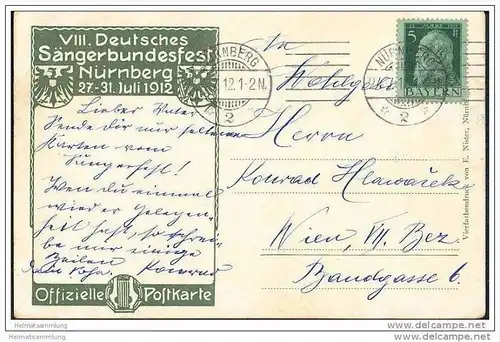 Nürnberg - VIII Deutsches Sängerbundesfest 1912 - Hans Sachs - Künstler C. Schmdt