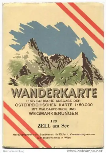 123 Zell am See 1950 - Wanderkarte mit Umschlag - Provisorische Ausgabe der Österreichischen Karte 1:50.000 - Herausgege
