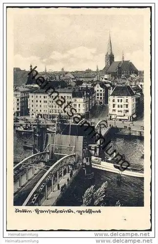 Stettin - Hansabrücke geöffnet - Foto-AK 30er Jahre