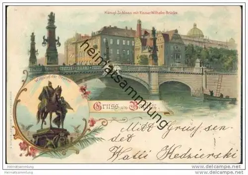 Berlin-Mitte - Gruss aus Berlin - Königliches Schloss mit Kaiser-Wilhelm-Brücke