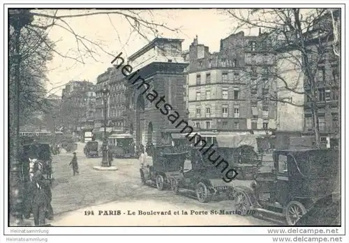 Paris - Le Boulevard et la Porte St. Martin - Strassenbahn
