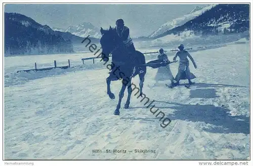 St. Moritz - Skikjöring - Wintersport - Verlag Wehrli AG Kilchberg Zürich - Rückseite beschrieben