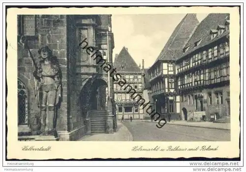 Halberstadt - Holzmarkt und Rathaus mit Roland