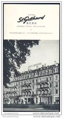 Bern - Hotel St. Gotthard / G. Salis-Lüthi - Faltblatt mit 3 Abbildungen - rückseitig Zimmerpreise