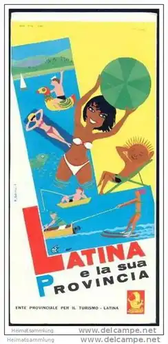 Latina e la sua Provincia 60er Jahre - Faltblatt mit 25 Abbildungen - Reliefkarte signiert Pecchioni