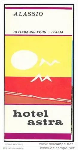 Alassio 70er Jahre - Hotel Astra - Faltblatt mit 6 Abbildungen