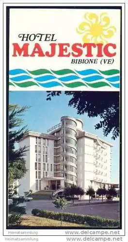 Bibione 70er Jahre - Hotel Majestic - Faltblatt mit 10 Abbildungen