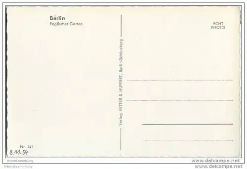Berlin-Tiergarten - Englischer Garten - Foto-AK 50er Jahre