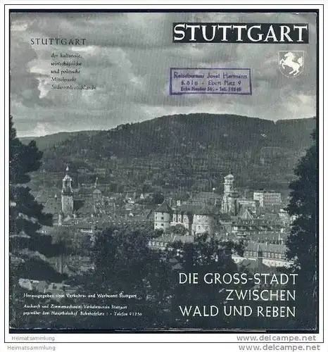 Stuttgart 1950 - 20 Seiten mit 23 Abbildungen - Stadtplan 1949 - Unterkunftsverzeichnis