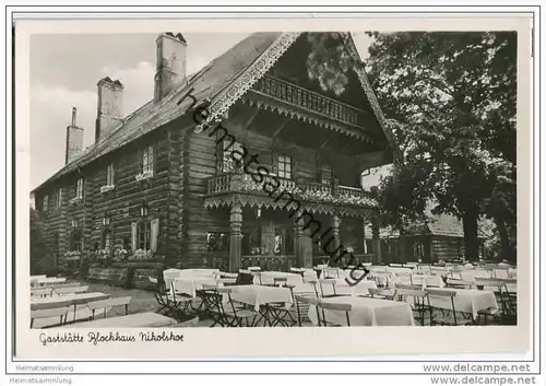 Berlin-Grunewald - Gaststätte 'Blockhaus Nikolskoe' - Foto-AK ca. 1950