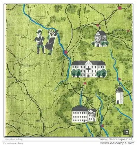 Reiseatlas Franken 1965 - 40 Seiten mit 21 Abbildungen und Illustrationen von Alois Schmitz