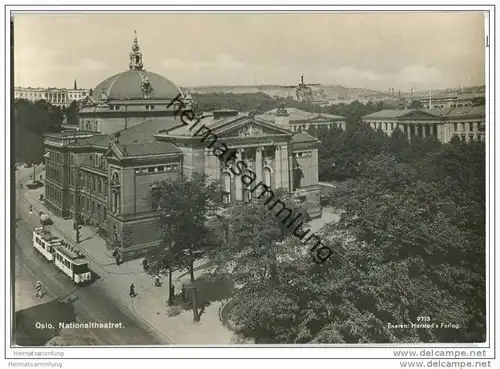 Oslo - Nationaltheatret - Strassenbahn - Foto-AK Grossformat