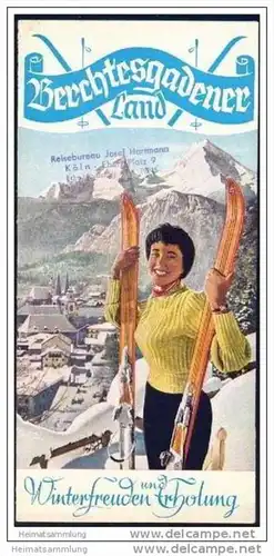 Berchtesgadener Land 1956 - Faltblatt mit 8 Abbildungen - Reliefkarte / Berann