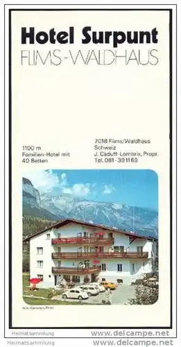 Flims-Waldhaus 1976 - Hotel Surpunt - Faltblatt mit 16 Abbildungen