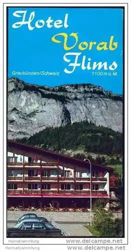 Flims - Hotel Vorab 70er Jahre - Faltblatt mit 10 Abbildungen