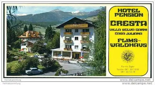 Flims-Waldhaus - Hotel Pension Cresta - Villa Seluva Garni - Casa Juliana / Familie Sgier - Faltblatt mit 7 Abbildungen