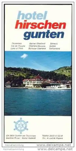 Gunten - Hotel Hirschen - Faltblatt mit 10 Abbildungen