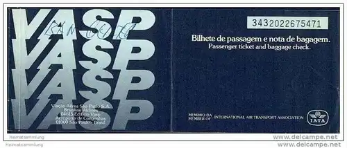 VASP - Brazilian Airlines 1970 - Rio Janeiro Brasilia Rio Janeiro