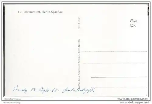 Berlin-Spandau - Ev. Johannesstift - Eingang - Foto-AK