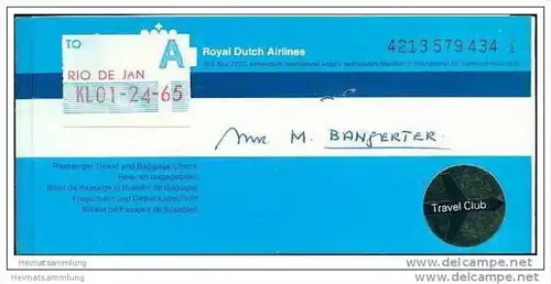 KLM - Royal Dutch Airlines 1978 - Zurich Amsterdam Rio de Janeiro