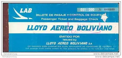 LAB - Lloyd Aereo Boliviano 1975 - La Paz Asuncion