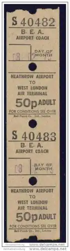 B.E.A. Airport Coach - Heathrow Airport to West London 1973