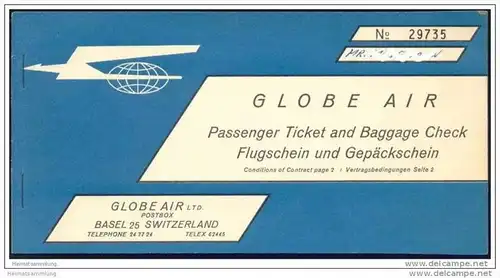 Globe Air 1962 - Basel Tunis Basel