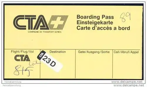 Boarding Pass - CTA Compagnie de transport aerien