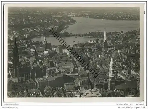 Hamburg - Stadtzentrum - Flugblick - Foto-AK Grossformat 30er Jahre