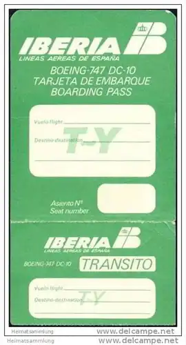 Boarding Pass - Transito - Iberia - Lineas Aereas de Espana