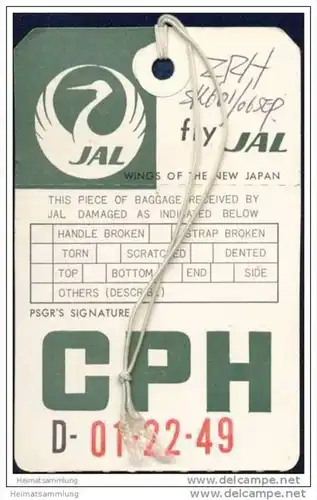 Baggage strap tag - JAL Japan Air Lines