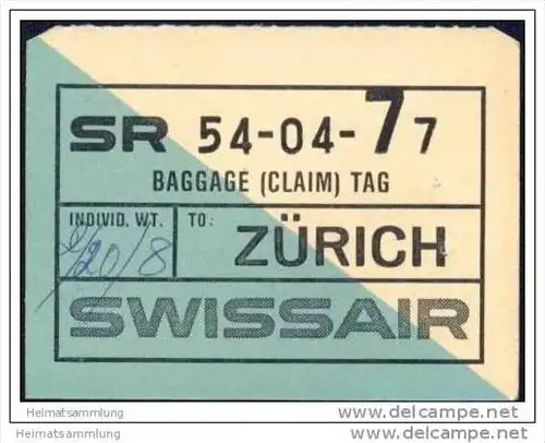 Baggage (claim) tag - Swissair