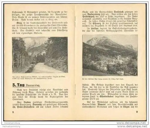 Wolffs Reisebüro Leipzig 1938 - Gesellschaftsrundreise Wien Steiermark Salzkammergut - 16 Seiten mit 8 Abbildungen