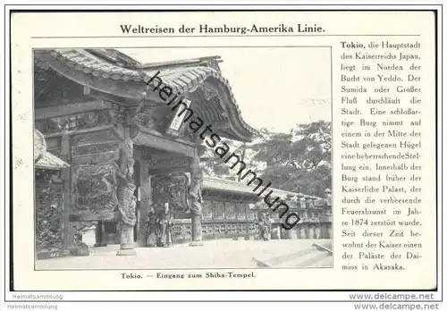 Hamburg-Amerika-Linie - Benachrichtigungskarte an Daheimgebliebene - Tokio - Shiba Tempel