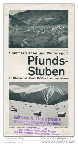 Pfunds-Stuben 30er Jahre - Faltblatt mit 5 Abbildungen