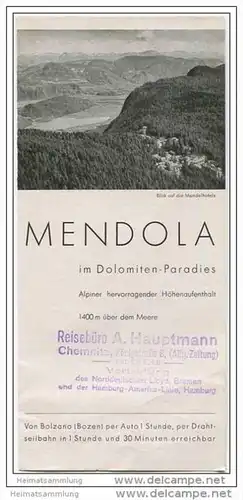 Mendola Mendel 30er Jahre - Faltblatt mit 6 Abbildungen