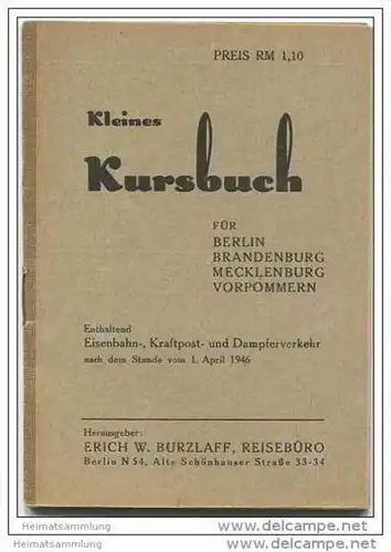 Kleines Kursbuch April 1946 für Berlin Brandenburg Mecklenburg Vorpommern