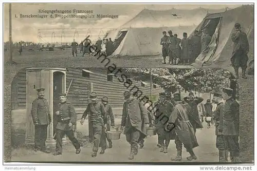 Münsingen - Kriegsgefangene Franzosen im Barackenlager des Truppenübungsplatz - Verlag H. Sting Tübingen - Feldpost (E15