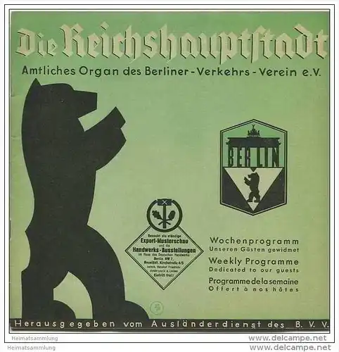 Die Reichshauptstadt - Offizielles Organ des Berliner Verkehrs-Vereins e.V. - Wochenprogramm 19. bis 25. Mai 1936
