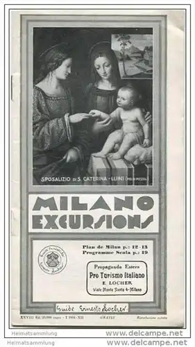 Milano Excursions - 24 Seiten mit 14 Abbildungen 1934 - Stadtplan