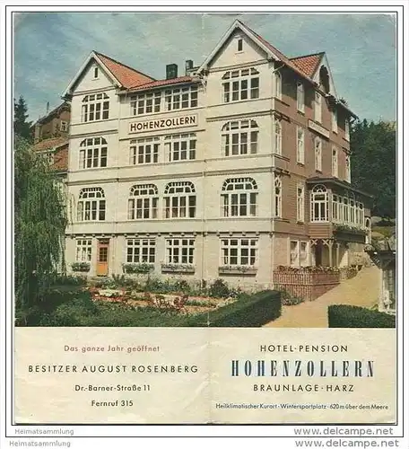 Braunlage 50er Jahre - Hotel Pension Hohenzollern - Besitzer August Rosenberg - 8 Seiten