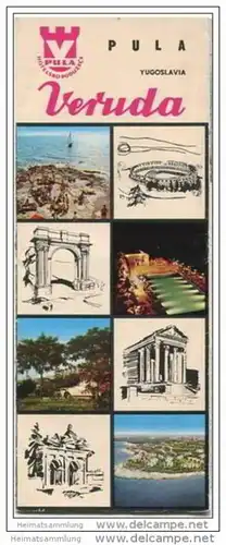 Kroatien - Pula 60er Jahre - Faltblatt mit 16 Abbildungen