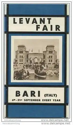 Bari - Fiera del Levante - Levant Fair 20er Jahre - Faltblatt mit 11 Abbildungen mit Angaben der Standmieten