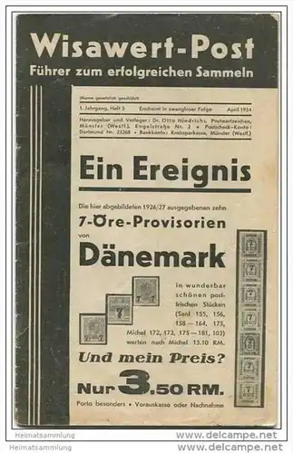 Wisawert-Post April 1934 - 1. Jahrgang Heft 3 - Herausgeber. Dr. Otto Hindrichs Münster