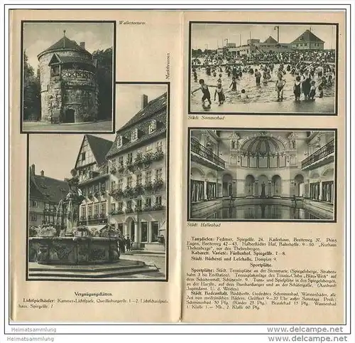 Halberstadt 30er Jahre - Faltblatt mit 16 Abbildungen - auf der Innenseite grosser Stadtplan