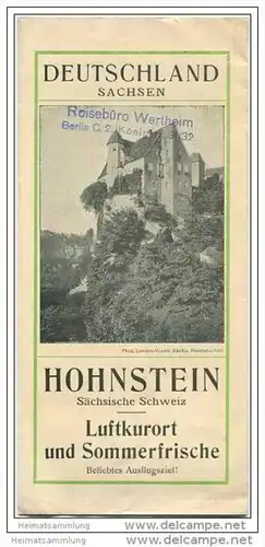Hohnstein 30er Jahre - Faltblatt mit 9 Abbildungen