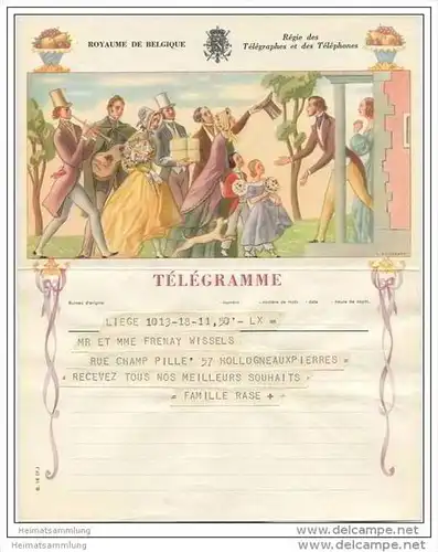 Royaume de Belgique - Koninkrijk Belgie - Telegramm - Telegram 50er Jahre