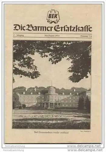 Die Barmer Ersatzkasse - Zeitschrift für Mitglieder Juli August 1952 - 14 Seiten - Zeitungsbanderole