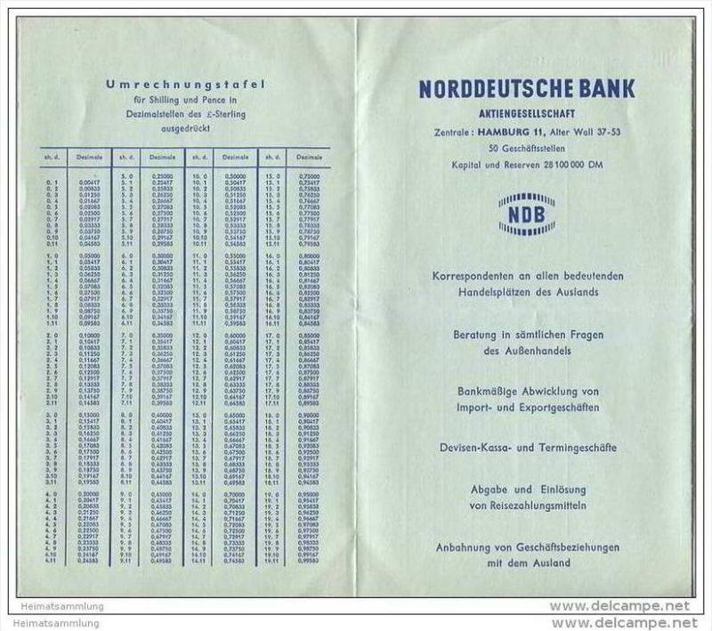 Norddeutsche Bank Fruher Deutsche Bank Wahrungstabelle Ausgabe