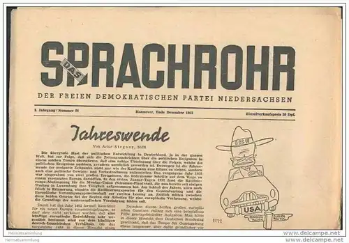 Das Sprachrohr - Zeitung der freien demokratischen Partei Niedersachsen - Dezember 1952